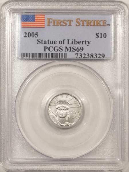 American Platinum Eagles 2005 1/10OZ $10 AMERICAN PLATINUM EAGLE STATUE OF LIBERTY PCGS MS69 FIRST STRIKE