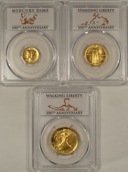 Modern Gold Commems 2016-W 100TH ANNIVERSARY GOLD 3 COIN SET 1/2, 1/4, 1/10OZ PCGS SP70 FIRST STRIKE