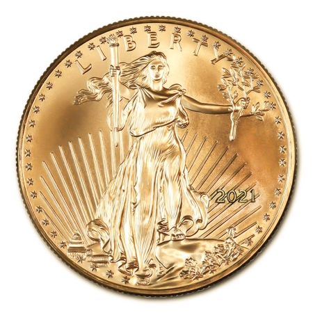 American Gold Eagles, Buffaloes, & Liberty Series 2021 $25 1/2 OZ AMERICAN GOLD EAGLE – GEM UNCIRCULATED, TYPE 2 REVERSE