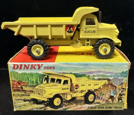 Dinky DINKY #965 EUCLID REAR DUMP TRUCK W/ WINDOW GLAZING, NR-MINT W/ EXC PICTURE BOX