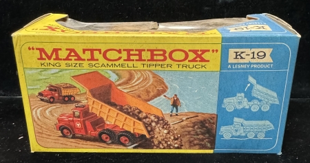 Matchbox MATCHBOX KING SIZE #K-19 SCAMMEL TIPPER TRUCK, near-MINT MODEL/GOOD WINDOW BOX