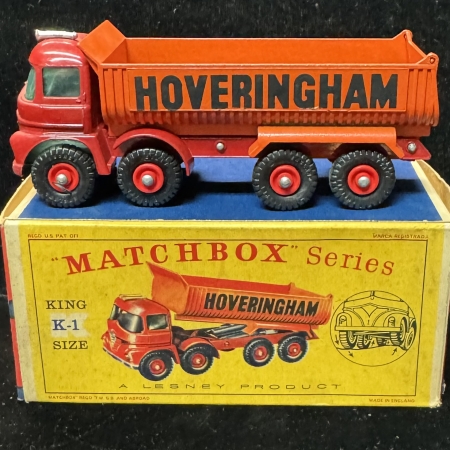 Vintage Diecast Toys MATCHBOX KING SIZE #K-1 FODEN HOVERINGHAM 8 WHEEL TIPPER TRUCK, near-MINT/VG BOX