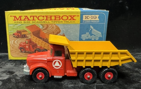 Matchbox MATCHBOX KINGSIZE #K-19 SCAMMELL TIPPER TRUCK, NEAR-MINT MODEL/GOOD WINDOW BOX