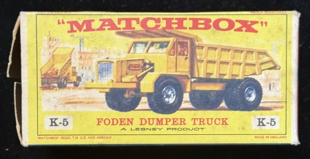 Matchbox MATCHBOX KINGSIZE #K-5 FODEN DUMPER TRUCK, near-MINT MODEL, FAIR ORIG CARD BOX