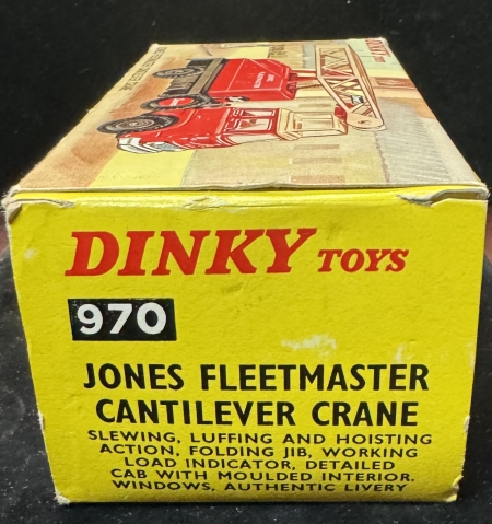 Dinky DINKY #970 JONES FLEETMASTER CANTILEVER CRANE, NR-MINT-ORIG BOX/PACKING/BROCHURE