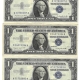 New Store Items 1957 (4) & 1957* (1) $1 SILVER CERTIFICATES; 5 PIECE LOT W/ A STAR NOTE, VF-AU