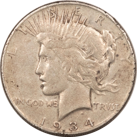 New Store Items 1934-S PEACE DOLLAR – CIRCULATED, DECENT DETAIL BUT REVERSE RIM BRUISES