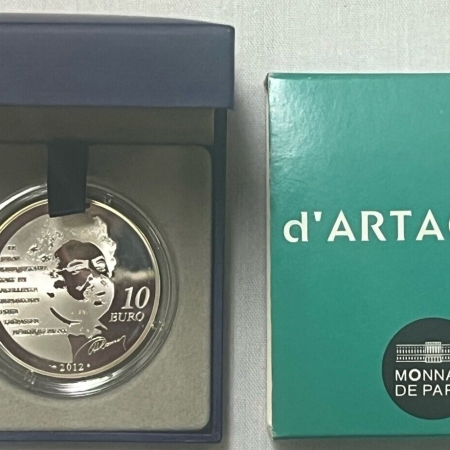 New Store Items 2012 10 EURO FRANCE D’ARTAGNAN, SILVER – PROOF W/ BOX OF ISSUE/CERT, .716 ASW