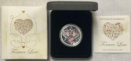 World Certified Coins 2011 50c COOK ISLANDS FOREVER LOVE, SILVER 1/2 OZ – GEM PROOF OGP/CERT
