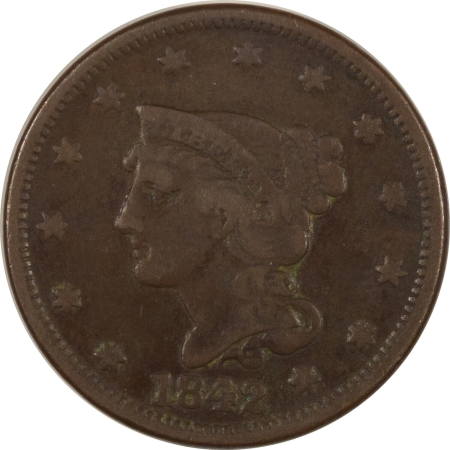 New Store Items 1842 BRAIDED HAIR LARGE CENT – SM DATE – PLEASING CIRCULATED EXAMPLE!