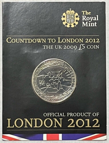 World Certified Coins 2009 5 LBS GREAT BRITAIN, KM-1121, COUNTDOWN TO LONDON – UNCIRCULATED IN OGP!