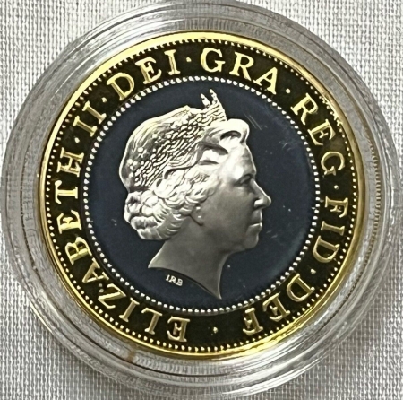 World Certified Coins 2001 2 LBS UK, KM-1014a, WIRELESS SILVER – GEM PROOF OGP/CERT .35806 ASW