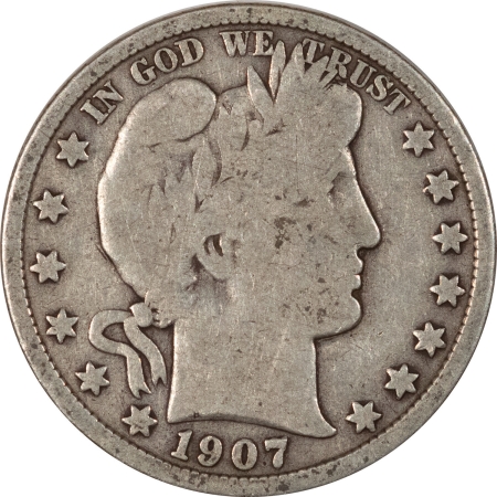 New Store Items 1907-S BARBER HALF DOLLAR – PLEASING CIRCULATED EXAMPLE! FULL VERY GOOD!
