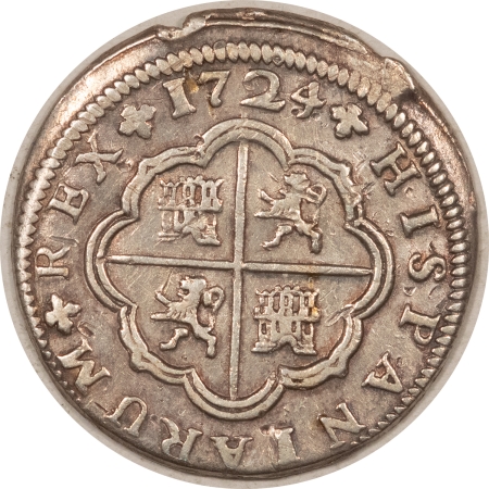 New Store Items 1724-J SPAIN SILVER TWO REALES, PHILIP V, KM-307, NICE XF, GREAT LOOK, W/ COA!