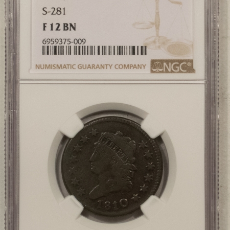 New Store Items 1810/09 CLASSIC HEAD LARGE CENT, S-281 – NGC F-12 BN, NICE COLOR!