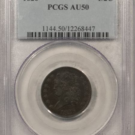 New Store Items 1826 CLASSIC HEAD HALF CENT – PCGS AU-50, SMOOTH!