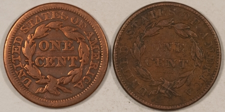 Coronet Head Large Cents 1837 CORONET, 1845 BRAIDED HAIR LARGE CENTS, LOT OF 2 – CIRCULATED WITH ISSUES!