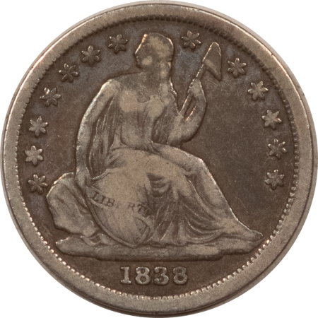 Liberty Seated Dimes 1838 LARGE STARS LIBERTY SEATED DIME – PLEASING CIRCULATED EXAMPLE!