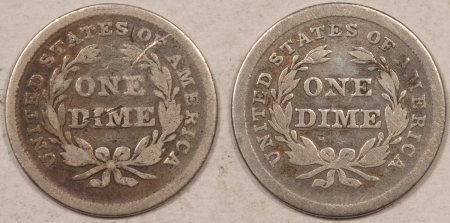 Liberty Seated Dimes 1839, 1840-NO DRAPERY LIBERTY SEATED DIMES, LOT OF 2 – CIRCULATED!