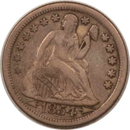 Liberty Seated Dimes 1854-O ARROWS LIBERTY SEATED DIME – PLEASING CIRCULATED EXAMPLE, TOUGH!