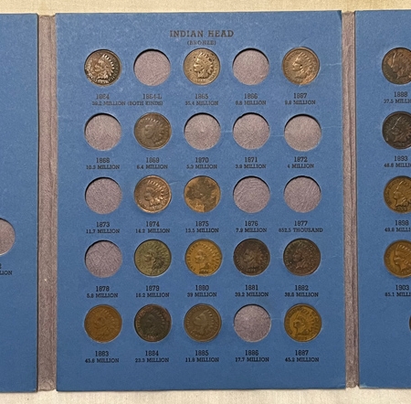 Indian 1859-1909 35 COIN PARTIAL INDIAN COIN SET, 1859,1867,1869 & MORE, MOST LOW GRADE