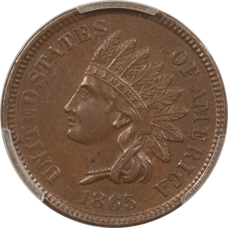 Indian 1865 FANCY 5 INDIAN CENT – PCGS AU-58, PREMIUM QUALITY!