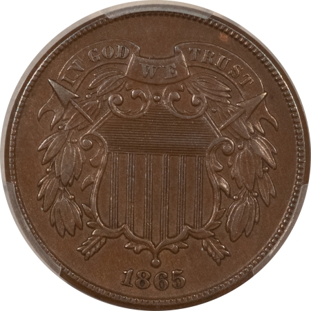 New Certified Coins 1865 FANCY 5 TWO CENT PIECE – PCGS AU-50, SMOOTH & CHOCOLATE BROWN!