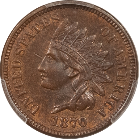 Indian 1870 INDIAN CENT – PCGS MS-61 BN, PREMIUM QUALITY! LOOKS BETTER!