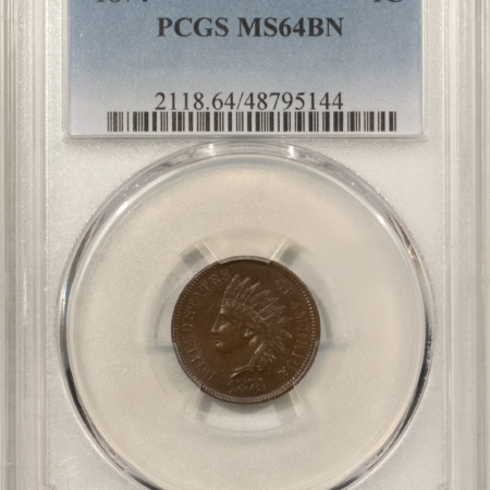 Indian 1874 INDIAN CENT – PCGS MS-64 BN, SMOOTH & NICE!