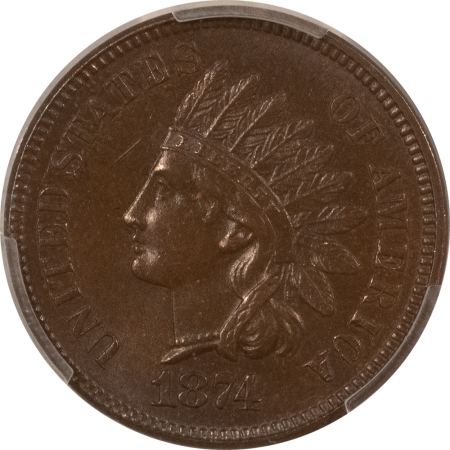 Indian 1874 INDIAN CENT – PCGS MS-64 BN, SMOOTH & NICE!