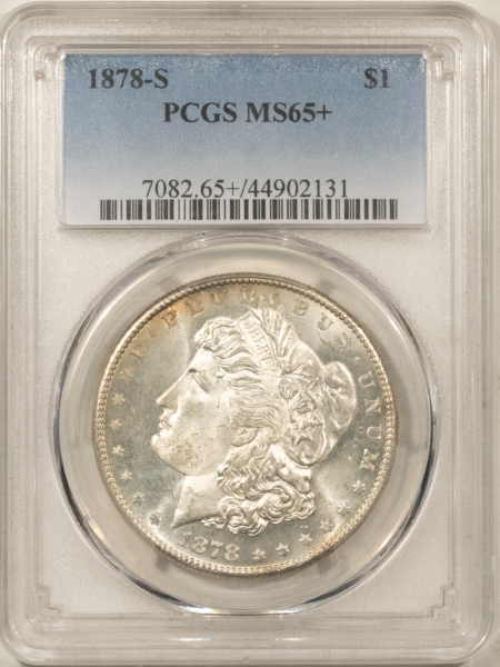 Morgan Dollars 1878-S MORGAN DOLLAR – PCGS MS-65+ FRESH ORIGINAL WHITE PQ GEM!