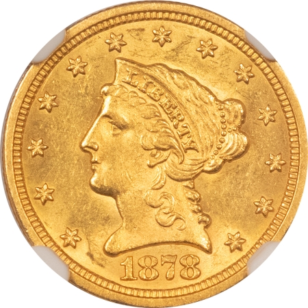 $2.50 1878-S $2.5 LIBERTY GOLD QUARTER EAGLE – NGC MS-62