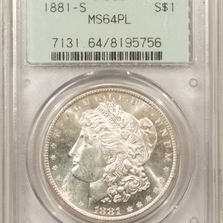 New Store Items 1881-S MORGAN DOLLAR – PCGS MS-64 PROOFLIKE! OLD TWO PIECE RATTLER STYLE HOLDER