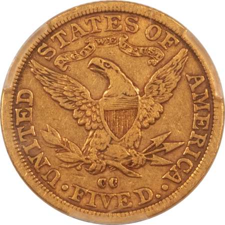$5 1882-CC $5 LIBERTY GOLD PCGS VF-30, NICE ORIGINAL, TOUGH CARSON CITY GOLD!