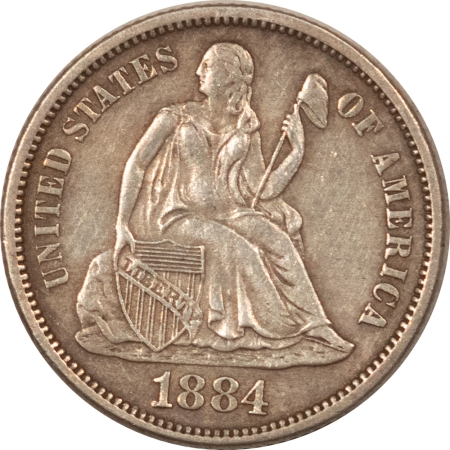 New Store Items 1884 SEATED LIBERTY DIME – ABOUT UNCIRC/UNCIRCULATED DETAILS BUT CLEANED!