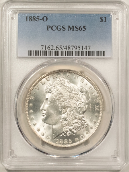 Morgan Dollars 1885-O MORGAN DOLLAR – PCGS MS-65, BLAST WHITE GEM!