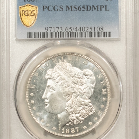 Morgan Dollars 1887 MORGAN DOLLAR – PCGS MS-65 DMPL, BLACK & WHITE DEEP MIRROR PROOFLIKE GEM!