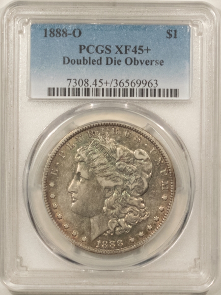 Morgan Dollars 1888-O DOUBLED DIE OBVERSE MORGAN DOLLAR, HOT LIPS – PCGS XF-45+ POP 1