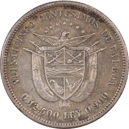 New Store Items 1904 25 CENTESIMOS PANAMA KM-4 – HIGH GRADE EXAMPLE! ORIGINAL AU+