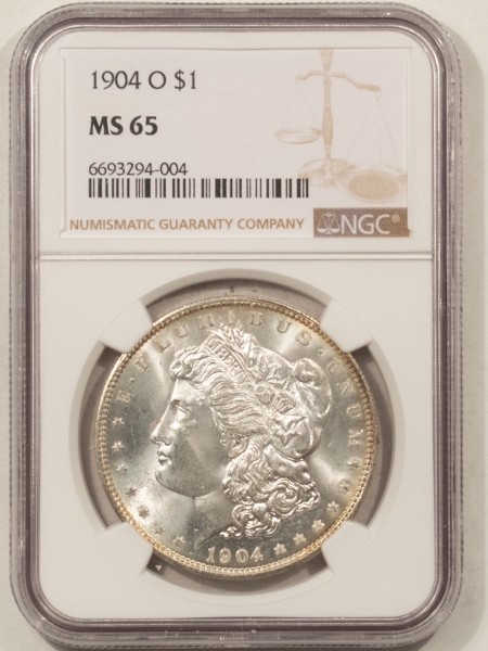 Morgan Dollars 1904-O MORGAN DOLLAR – NGC MS-65, BLAST WHITE! PREMIUM QUALITY!