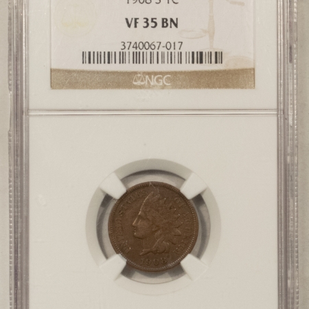 Indian 1908-S INDIAN CENT – NGC VF-35 BN, KEY-DATE!