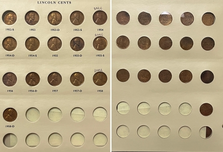 Lincoln Cents (Wheat) 1909-58 LINCOLN CENT 141 COIN SET (NO S-VDB,22 PL,55/55) LOW GRADE/CLEANED+ALBUM
