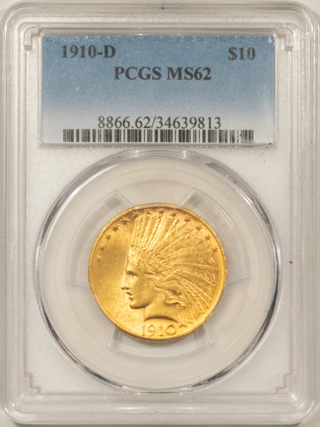 $10 1910-D $10 INDIAN GOLD EAGLE – PCGS MS-62, SMOOTH AND LUSTROUS!