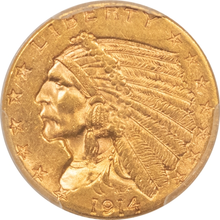 $2.50 1914 $2.50 INDIAN GOLD QUARTER EAGLE – PCGS MS-61, TOUGH DATE!