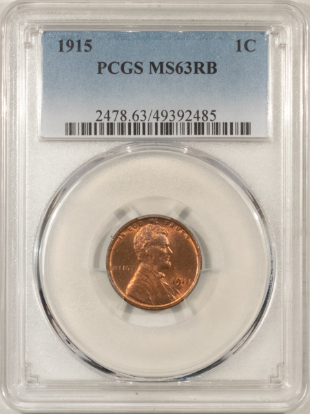 Lincoln Cents (Wheat) 1915 LINCOLN CENT – PCGS MS-63 RB, CHOICE & PRETTY!