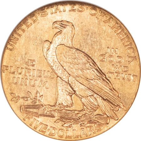 $5 1915 $5 INDIAN GOLD HALF EAGLE – NGC AU-58