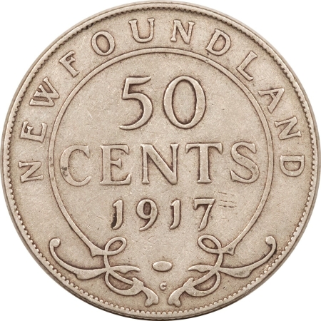 New Store Items 1917-C NEWFOUNDLAND (CANADA) SILVER 50C – KM-12, PLEASING CIRCULATED EXAMPLE