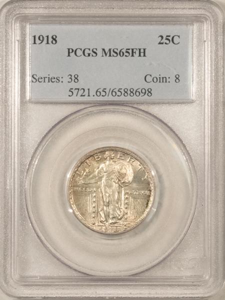 New Certified Coins 1918 STANDING LIBERTY QUARTER – PCGS MS-65 FH, FRESH ORIGINAL GEM, PQ!