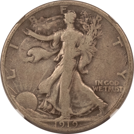 New Certified Coins 1919 WALKING LIBERTY HALF DOLLAR – NGC F-12, NICE ORIGINAL