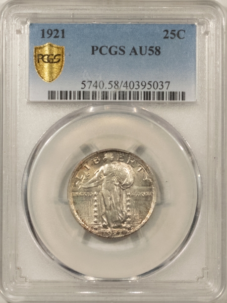 New Certified Coins 1921 STANDING LIBERTY QUARTER – PCGS AU-58, FRESH ORIGINAL LUSTER, KEY-DATE!
